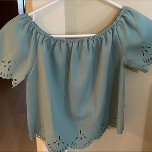Off-Shoulder Laser Cut Blouse SMALL